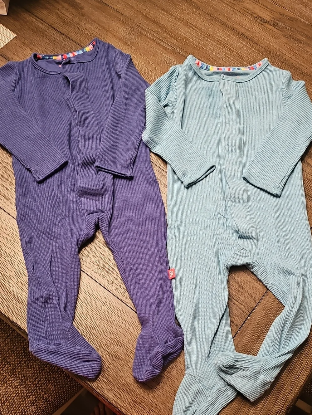 Magnetic Me- 2 Pack Kids One-Piece Footed Romper in Navy Blue and Light Teal